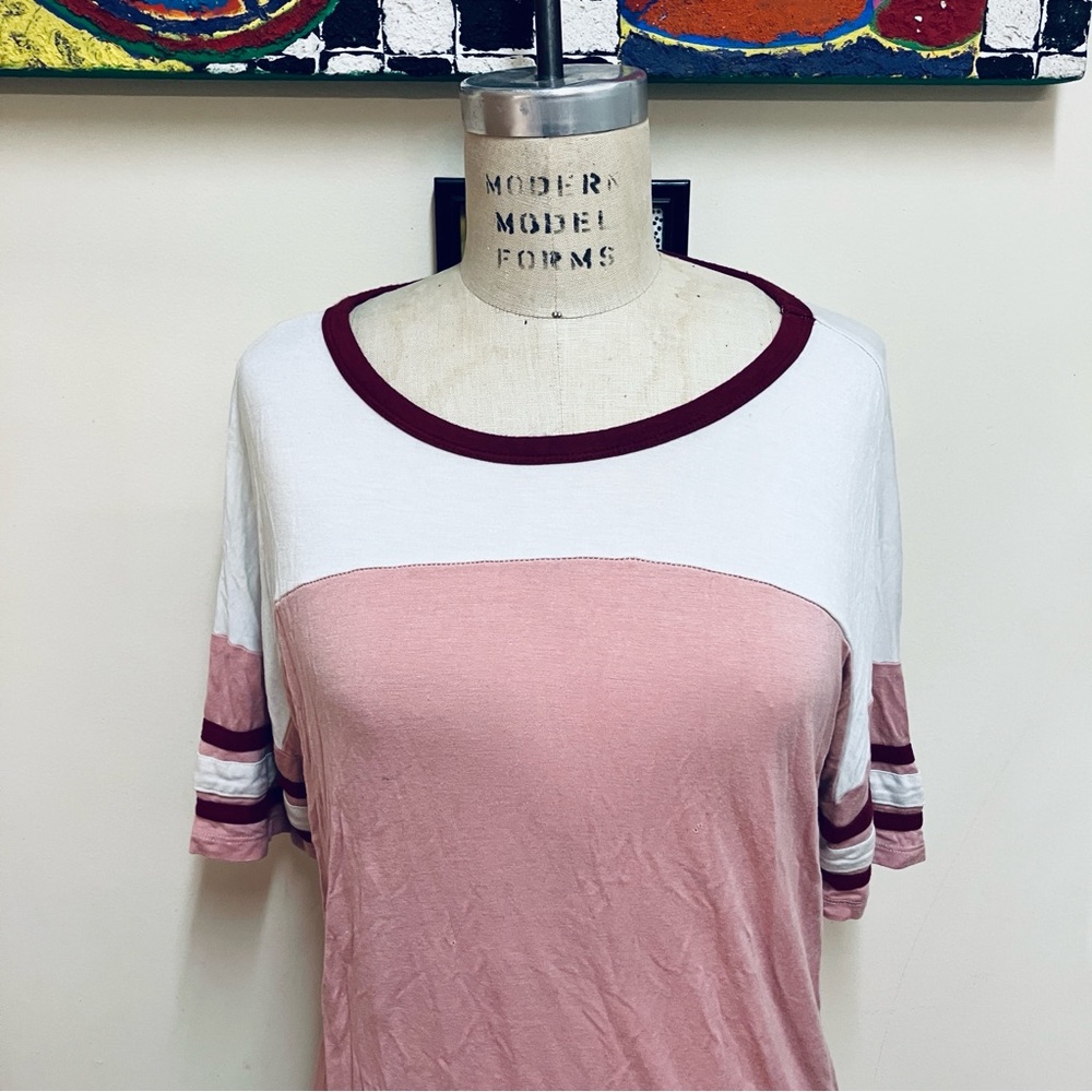 Pink Rose Pink and White Striped Sleeve Tee by Sweet Teas